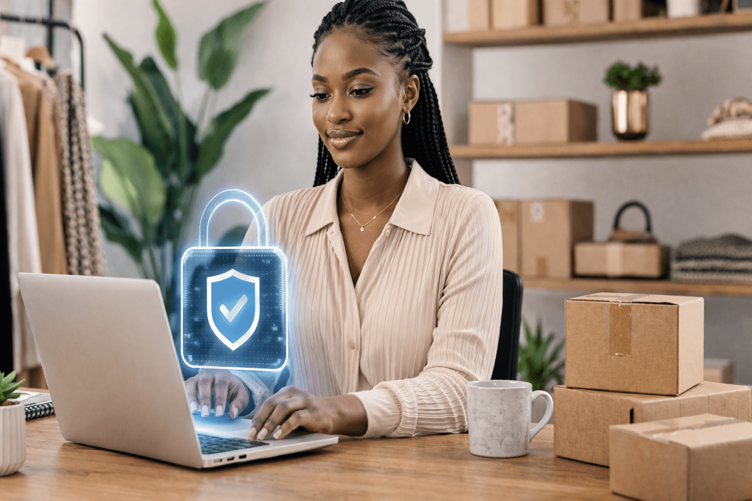 Security page image showing secure digital commerce, account protection, and trusted seller operations.