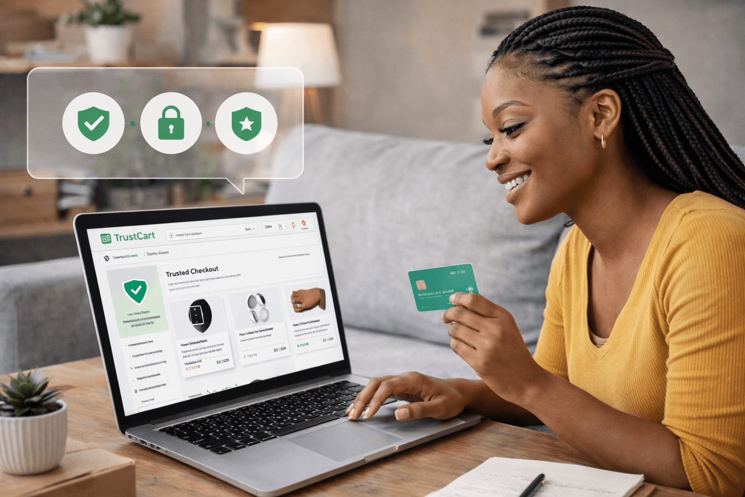 Buyers page image showing safe checkout and buyer confidence with TrustCart.